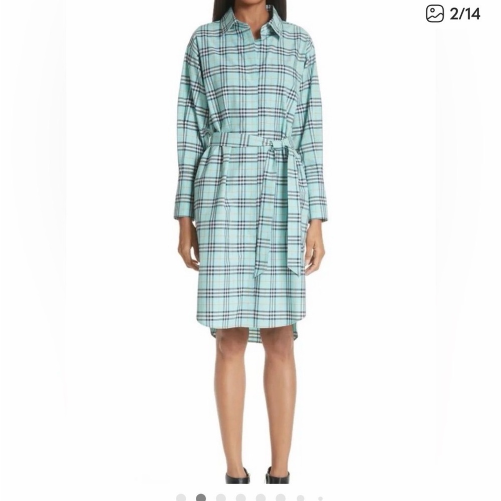 Burberry Blue Plaid Shirt Dress